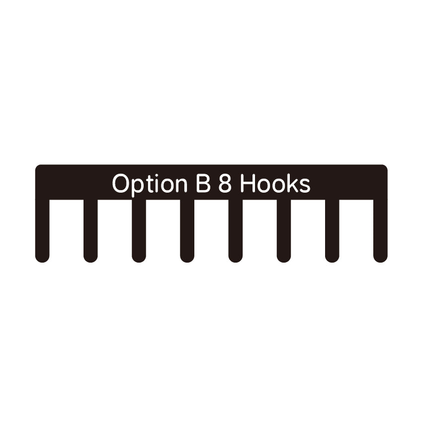 Option B custom metal wall rack design with eight evenly spaced hooks