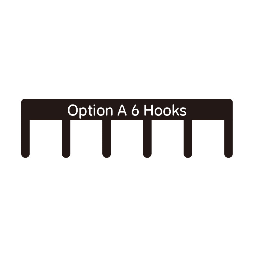 Option A custom metal wall rack design with six evenly spaced hooks