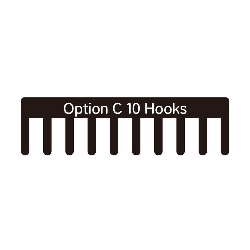 Option C custom metal wall rack design with ten evenly spaced hooks