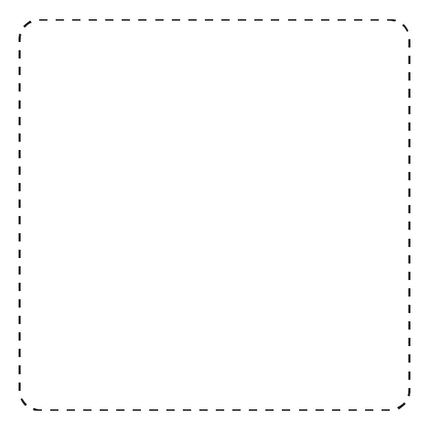 Dashed positioning outline used to align a rectangular sign before UV printing
